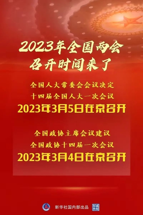 2023年全国两会召开时间，来了！